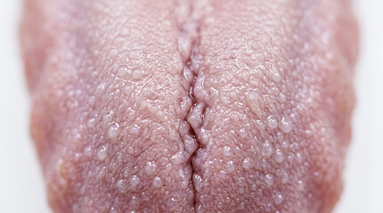 Fototapeta premium Close-up of human tongue surface texture, pinkish with papillae