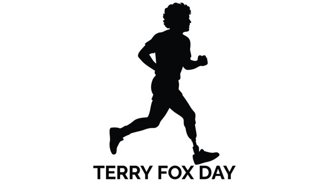 Running figure silhouette on a white background commemorating Terry Fox Day i