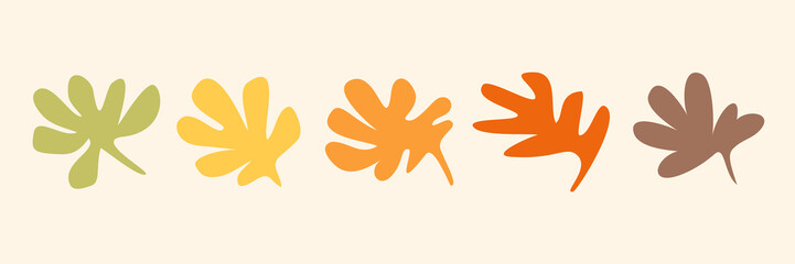 Fototapeta premium Colorful autumn leaves vector illustration element set