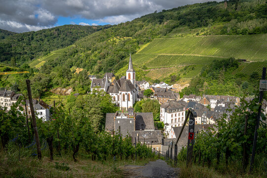 Zwischen den Reben lag Traben-Trarbach wie ein kleines Mosaik aus Schieferd&auml;chern, mittendrin die Kirche und dahinter die sanften H&auml;nge der Mosel, die seit Jahrhunderten vom Wein gepr&auml;gt werden.