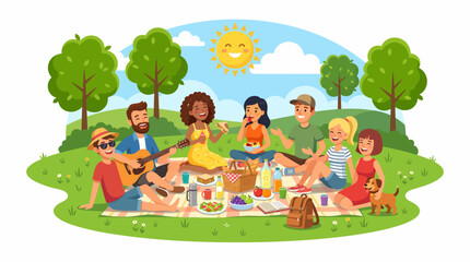 Fototapeta premium Friends Enjoying a Sunny Summer Picnic in the Southern Hemisphere Amidst Rising Temperatures and Heatwave Conditions summer vibes