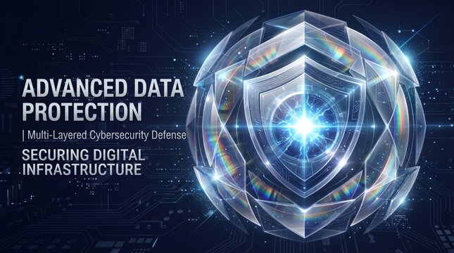 Glowing sphere protected by multiple digital security shields layers