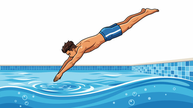 Man diving into a refreshing swimming pool during the Southern Hemisphere summer heatwave, embracing the high season and hot weather summer vibes