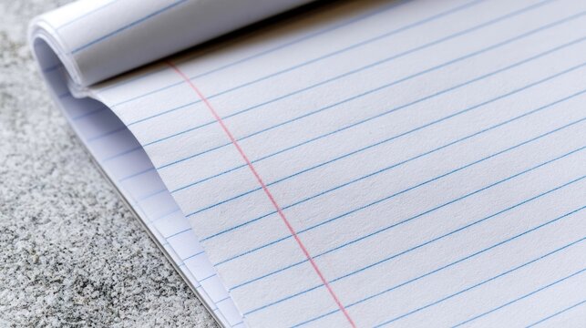 Lined notebook paper background with blue horizontal lines and a red margin, clean white stationery for ideas
