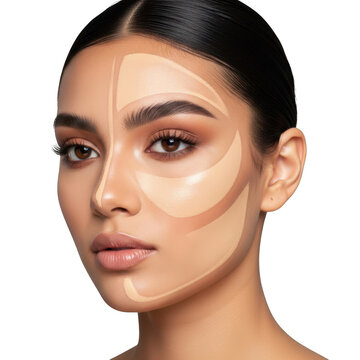 Woman face contour makeup tutorial