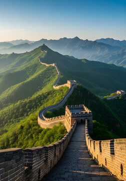 Great Wall of China Sunrise Serenity Majestic Landscape Vista