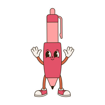 Vintage Rubberhose Cartoon School Mascot Marker Character.