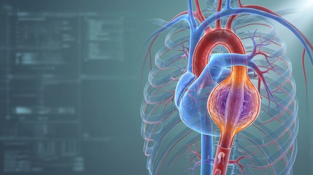 Anatomical illustration of a human heart with an aortic aneurysm Healthcare Medical Care