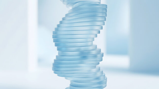 Blue 3 d stacked blocks pyramid on white background