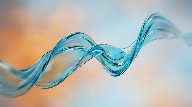 Blue and orange gradient of curved ribbon