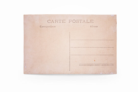 Blank backside of old postcard isolated on white, including clipping path