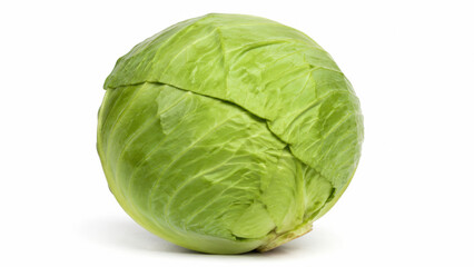 Fototapeta premium Fresh green cabbage on a white background for culinary use with focus on vegetable leafy. White background 