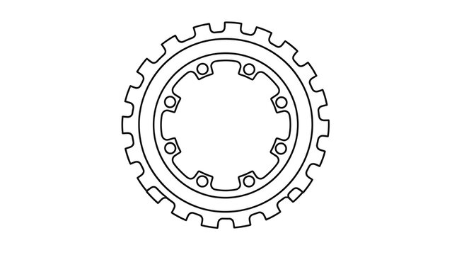 Detailed gear mechanism illustration white background.