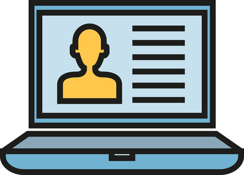 user profile in laptop icon
