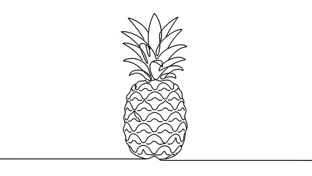 Minimalist pineapple illustration white background.