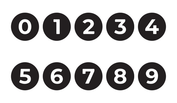 Numbers button circles set. Round 1-10 numbers icons