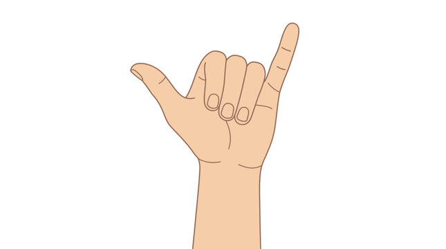Human hand making a shaka sign gesture showing hang loose symbol