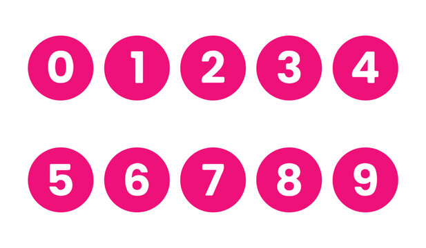 Numbers button circles set. Round 1-10 numbers icons