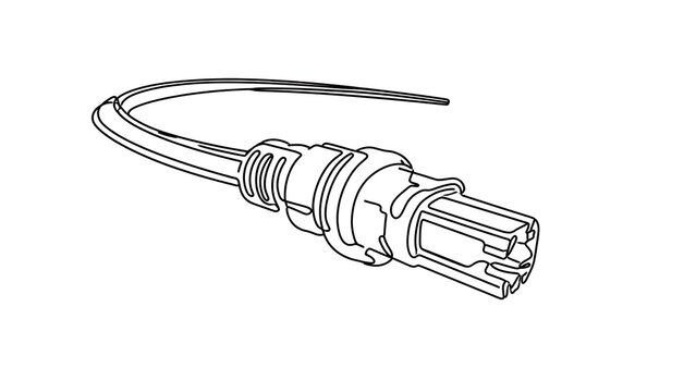 Oxygen sensor with wire on white background.