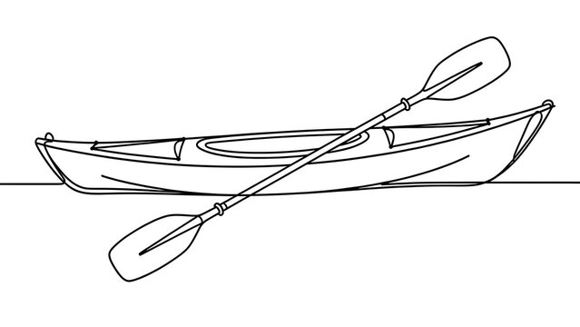Minimalist canoe illustration on white background.