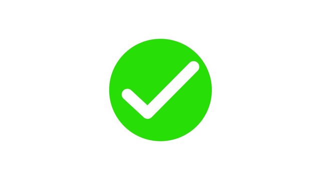 Animated checkmark green circle isolated on a white background.