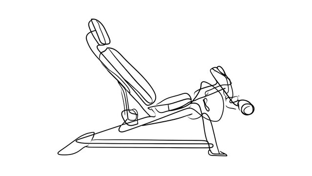 Incline bench press illustration white background.