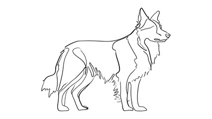 Obraz premium German Shepherd outline drawing white background.