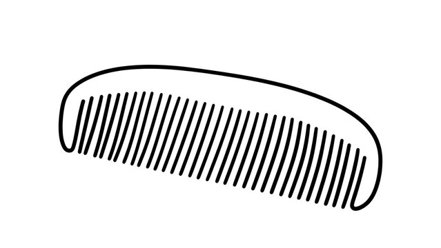 Black comb illustration on white background.