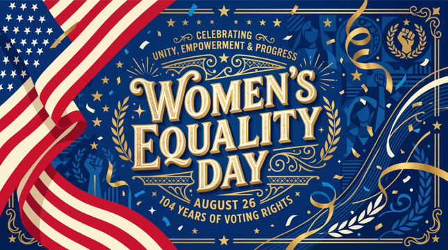 Vintage patriotic banner celebrating ' with retro style graphic banner, banners _ Women's Equality Day - Women's Day