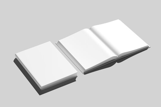 Open and closed Blank book mockup template for presentation. 3D rendering