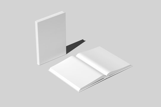 Open and closed Blank book mockup template for presentation. 3D rendering