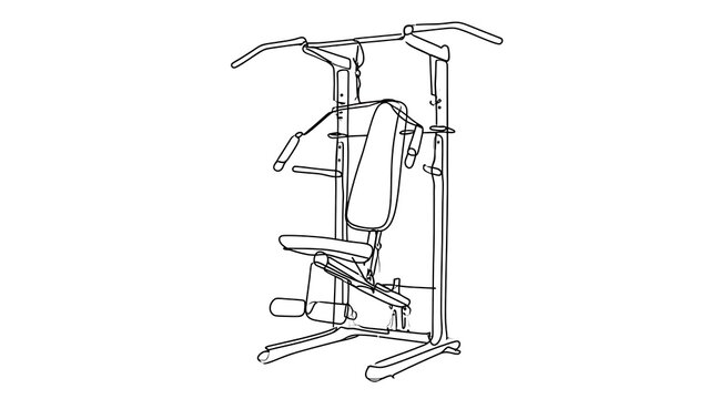 Lat pulldown machine illustration white background.