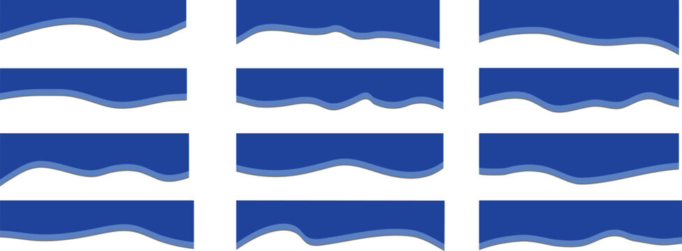 Abstract blue banner divider frame of template and web page. Collection of divider shape templates. Modern separator header for website and app design