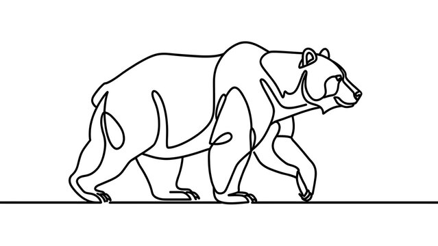 Black and white bear illustration on white background.