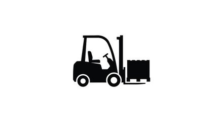 Forklift Silhouette Against A White Background Minimalist Industrial Icon © Nizam