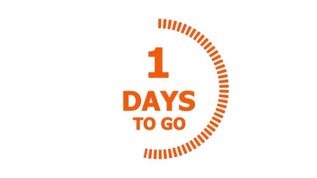 2 days to go, 2 days count animation, motion graphics running numbers counting days, 2 days in a month, 2 days left, 4K HD video with white background alpha channel