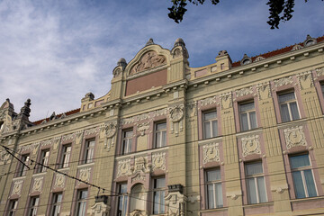 Obraz premium Szeged, Hungary - Historic Art Nouveau building facade in city center