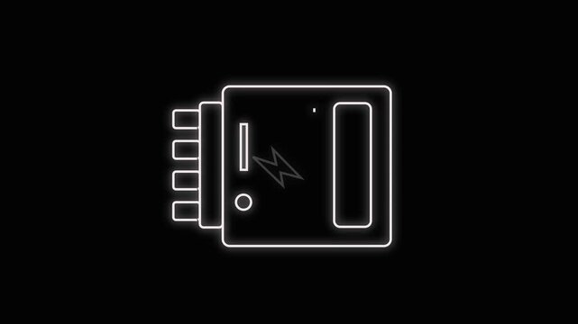 Futuristic Neon EV Charging Station Icon with Green and Red Glowing Light on black Background