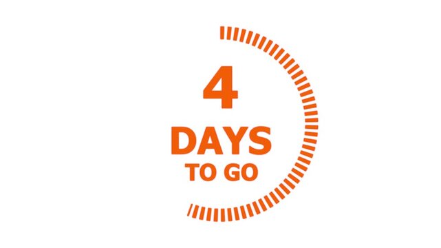 8 days to go, 8 days count animation, motion graphics running numbers counting days, 8 days in a month, 8 days left, 4K HD video with white background alpha channel