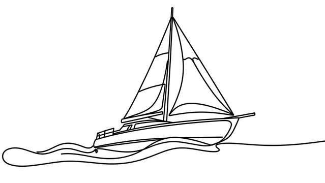 Sailboat line drawing on white background.