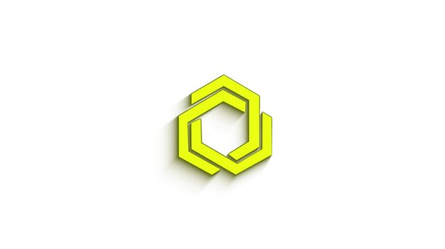 3D Hexagon Line Logo Reveal - Modern Lime Metallic Geometric Shape Intro Transition Pack with Clean Line Art Animation for Tech Corporate Business Video Projects