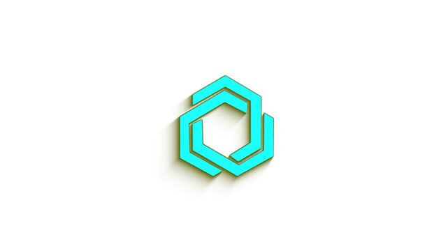 3D Hexagon Line Logo Reveal - Modern Cyan Metallic Geometric Shape Intro Transition Pack with Clean Line Art Animation for Tech Corporate Business Video Projects