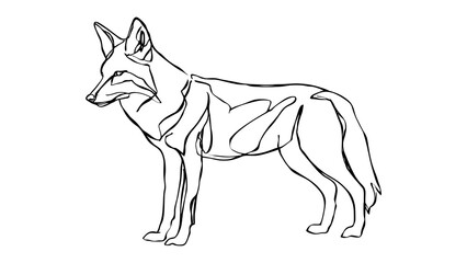 Obraz premium Minimalist fox line art drawing white background.