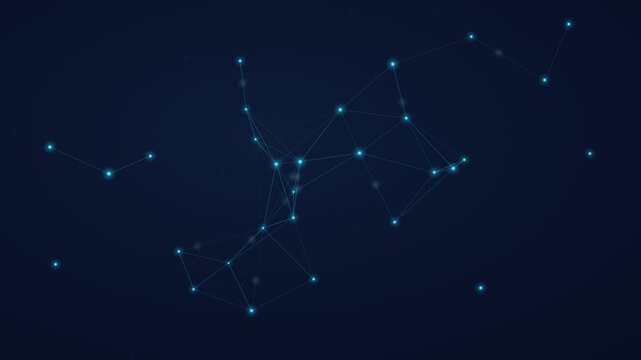 Glowing Cyan Network Nodes Drift in Deep Space Seamless 4K Loop
