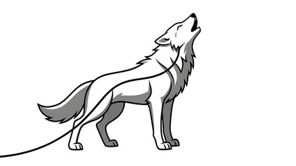 Fototapeta premium Howling wolf illustration on white background.