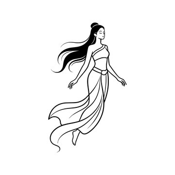 Thai Mythical Krasue icon inspired by traditional Thai folklore, featuring a mystical floating female spirit in a clean fantasy silhouette style. Perfect for mythology collections, cultural illustrati