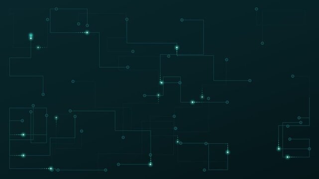 PCB Circuit Board Energy Traces Glowing Teal Seamless Loop 4K