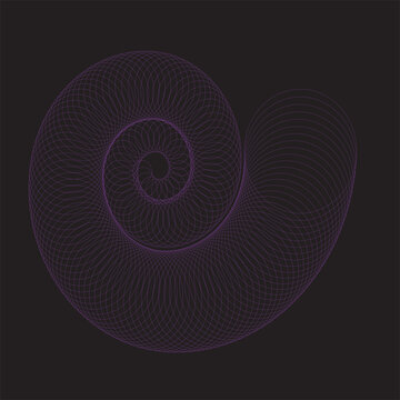 Abstract Purple Spiral Geometric Line Pattern on Dark Background, Modern Digital Curve Design