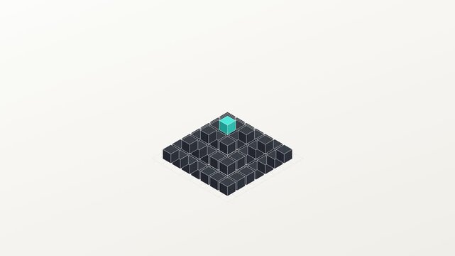 Isometric Cube Assembly Animation Blue Seamless Loop 4K