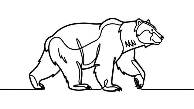 Black and white bear illustration on white background.